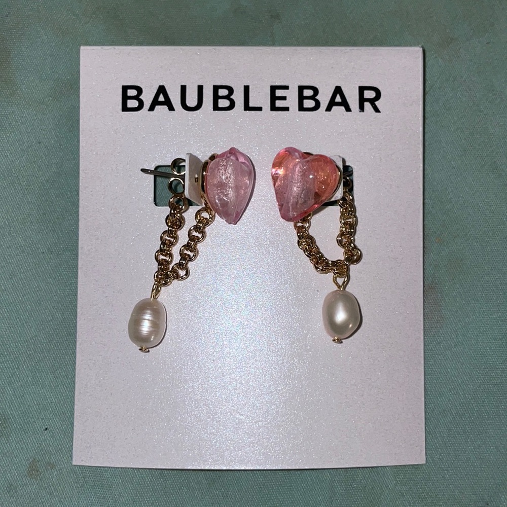 Baublebar heart shaped pearl earrings